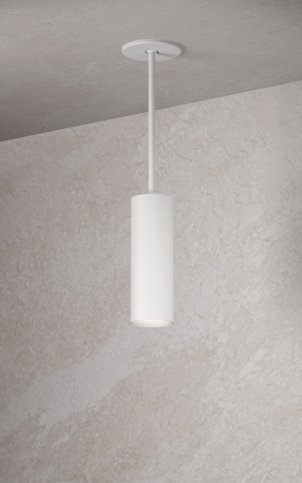 3" Round Pendant 30W 3000K Semi Gloss White with Stem - Retro Fit Lighting